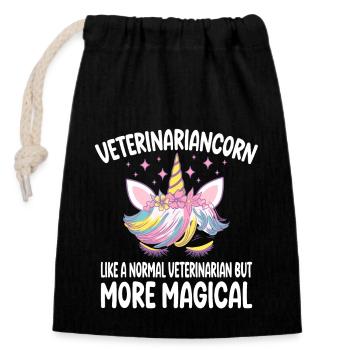 Funny Veterinariancorn Veterinarian Gifts - Verschließbarer Geschenkbeutel aus Baumwolle (14x20cm) - Schwarz - Vorne
