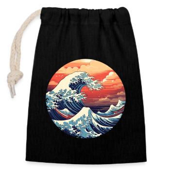 Große Welle The Great Wave Kanagawa - Closable cotton gift bag (14x20cm) - black - Front