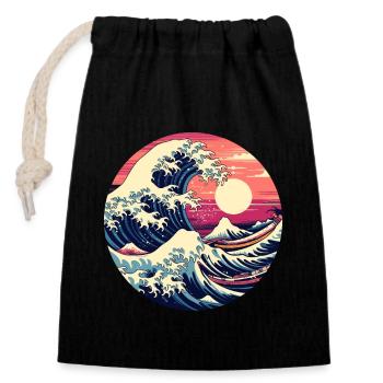 Große Welle The Great Wave Kanagawa - Closable cotton gift bag (14x20cm) - black - Front
