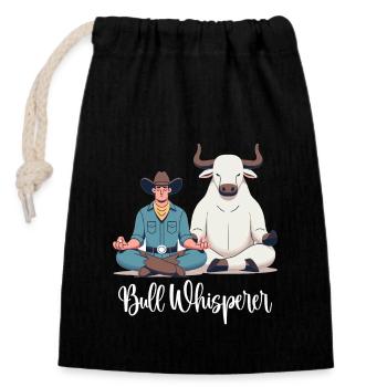 Rodeo Bull Riding Livestock Show Farmer Cattle - Closable cotton gift bag (14x20cm) - black - Front