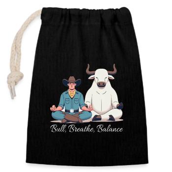 Rodeo Bull Riding Livestock Show Farmer Cattle - Closable cotton gift bag (14x20cm) - black - Front