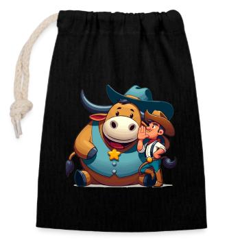 Rodeo Bull Riding Livestock Show Farmer Cattle - Closable cotton gift bag (14x20cm) - black - Front