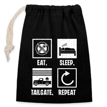 Eat Sleep Tailgate Repeat - Closable cotton gift bag (14x20cm) - black - Front
