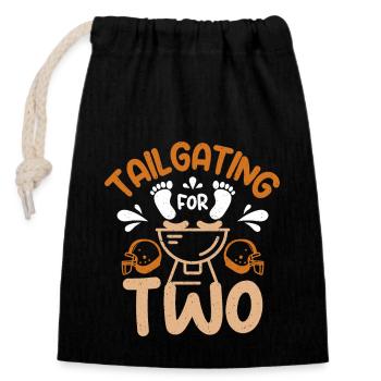 Pregnant expecting a baby, tailgating for two - Closable cotton gift bag (14x20cm) - black - Front