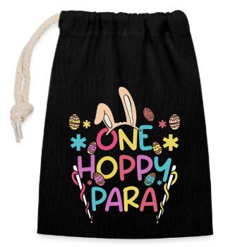Easter Bunnies One Hoppy Para - Closable cotton gift bag (14x20cm) - black - Front