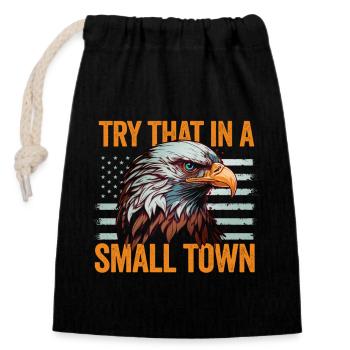 Small Town American Retro Eagle Vintage - Closable cotton gift bag (14x20cm) - black - Front