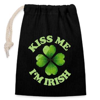 Embrasse-moi je suis irlandais St Patricks - Sac cadeau en coton avec cordon (14 x 20 cm) - noir - Devant