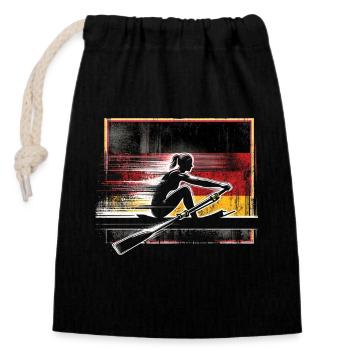 Germany Flag Rowing Female - Closable cotton gift bag (14x20cm) - black - Front