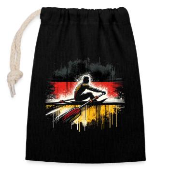 Germany flag rowing male - Closable cotton gift bag (14x20cm) - black - Front