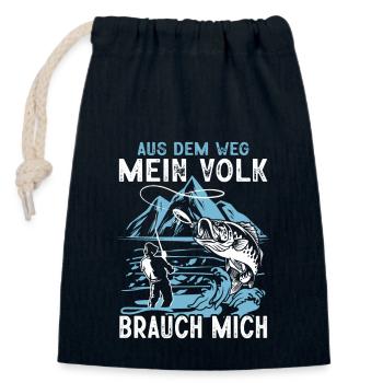Aus Dem Weg Mein Volk Braucht Mich Angler Fischer - Verschließbarer Geschenkbeutel aus Baumwolle (14x20cm) - Navy - Vorne