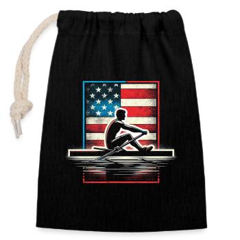 Male Sculling Patriot Flying the Flag of the - Closable cotton gift bag (14x20cm) - black - Front