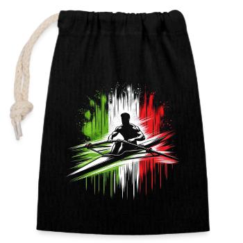 Drapeau de l’Italie aviron masculin - Sac cadeau en coton avec cordon (14 x 20 cm) - noir - Devant