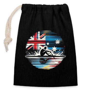 Australie Drapeau Aviron Mâle Sculling Patriot Lover - Sac cadeau en coton avec cordon (14 x 20 cm) - noir - Devant