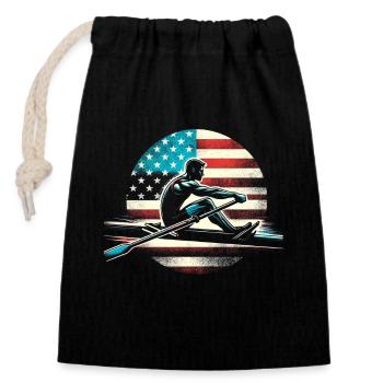 Male Sculling Patriot Flying the Flag of the - Closable cotton gift bag (14x20cm) - black - Front