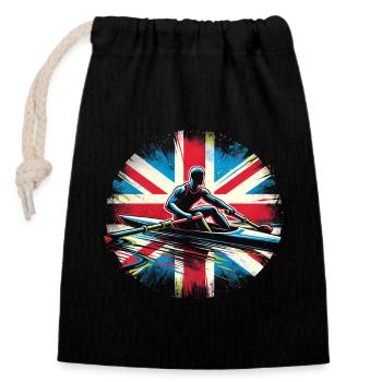 British flag rower man sculling patriot - Closable cotton gift bag (14x20cm) - black - Front