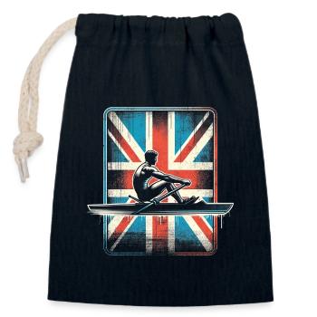 British flag rower man sculling patriot - Closable cotton gift bag (14x20cm) - navy - Front