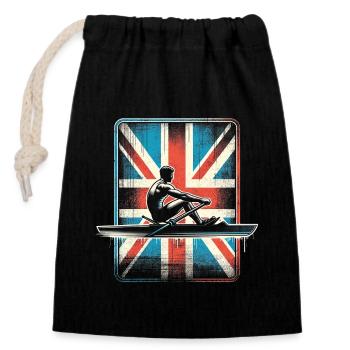 British flag rower man sculling patriot - Closable cotton gift bag (14x20cm) - black - Front