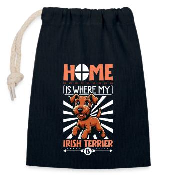 Home - Irish Terrier - Closable cotton gift bag (14x20cm) - navy - Front