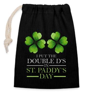 Doppel-Ds am St. Paddys Day Kleeblatt - Verschließbarer Geschenkbeutel aus Baumwolle (14x20cm) - Schwarz - Vorne