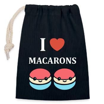 i love macaroons - Closable cotton gift bag (14x20cm) - navy - Front