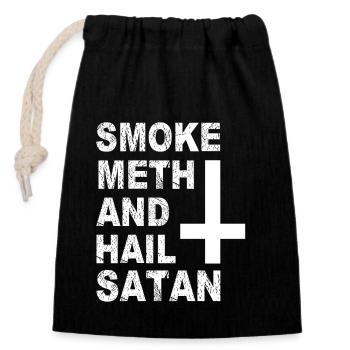 Smoke Meth Hail Satan Funny Satanic - Closable cotton gift bag (14x20cm) - black - Front