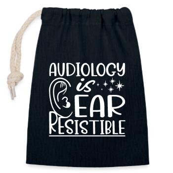 L’audiologie est résistante à l’oreille - Sac cadeau en coton avec cordon (14 x 20 cm) - bleu marine - Devant