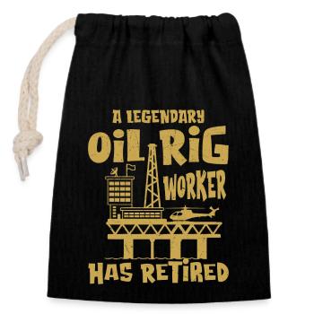 Un travailleur légendaire d’une plate-forme pétrolière a pris sa retraite dans un champ pétrolifère - Sac cadeau en coton avec cordon (14 x 20 cm) - noir - Devant