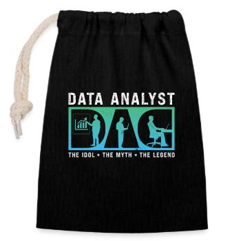 Data Analyst Dad The Idol The Myth Data Scientist - Verschließbarer Geschenkbeutel aus Baumwolle (14x20cm) - Schwarz - Vorne