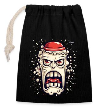 A Funny Angry Cartoon Milk Bottle - Closable cotton gift bag (14x20cm) - black - Front