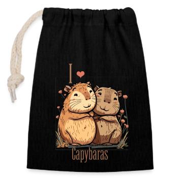 Capybara Animal amour eau brillance amour cadeau - Sac cadeau en coton avec cordon (14 x 20 cm) - noir - Devant