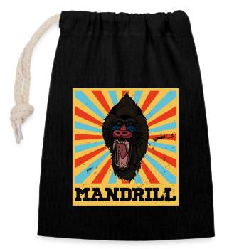 Mandrill Afrika Primat Safari Affe Säugetier - Verschließbarer Geschenkbeutel aus Baumwolle (14x20cm) - Schwarz - Vorne