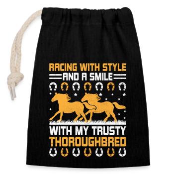 Courses de chevaux pur-sang Équitation Chevaux équestres - Sac cadeau en coton avec cordon (14 x 20 cm) - noir - Devant