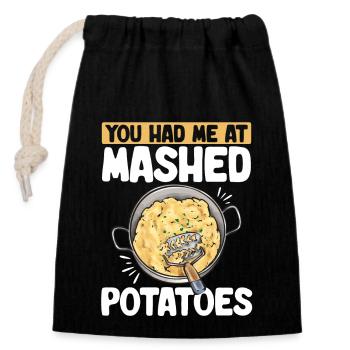 Mashed potatoes Mashed potatoes - Closable cotton gift bag (14x20cm) - black - Front