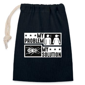 Entomologiste Mon problème Ma solution Pictogramme Maman - Sac cadeau en coton avec cordon (14 x 20 cm) - bleu marine - Devant