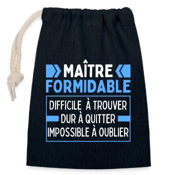 Maître Formidable Remerciements Professeur D'école - Sac cadeau en coton avec cordon (14 x 20 cm) - bleu marine - Devant