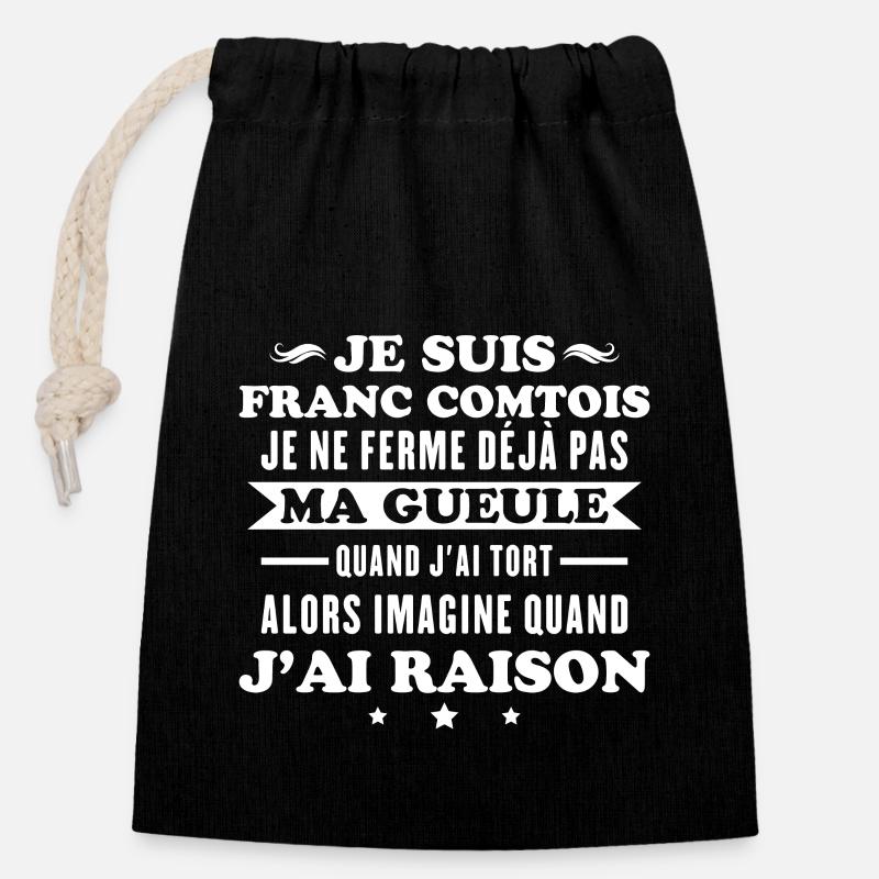 Franc comtois je ferme pas ma gueule franche comté - Sac cadeau en coton avec cordon (14 x 20 cm) - noir