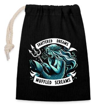 Creepy Sirens, Horror Mermaid, Creepy - Closable cotton gift bag (14x20cm) - black - Front