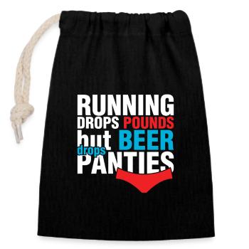 Running Drops Pounds But Beer Drops Panties Funny - Closable cotton gift bag (14x20cm) - black - Front
