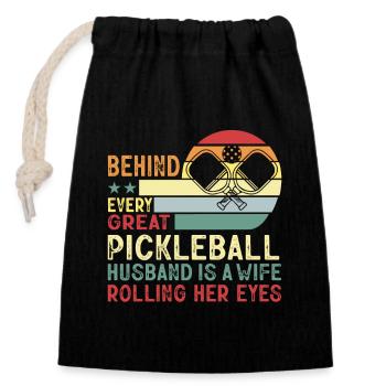 Mme Pickleball Partenaire Pickleball Couple Amoureux - Sac cadeau en coton avec cordon (14 x 20 cm) - noir - Devant