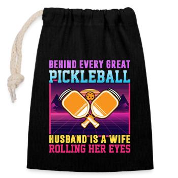 Frau Pickleball Partner Pickleball Paar Liebhaber - Verschließbarer Geschenkbeutel aus Baumwolle (14x20cm) - Schwarz - Vorne