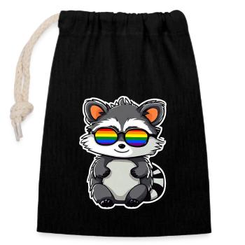 LGBTQ Waschbär - Verschließbarer Geschenkbeutel aus Baumwolle (14x20cm) - Schwarz - Vorne