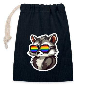 Mois de la fierté LGBTQ - Sac cadeau en coton avec cordon (14 x 20 cm) - bleu marine - Devant