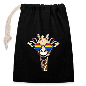Lunettes de soleil LGBTQ Giraffe Pride Month Arc-en-ciel - Sac cadeau en coton avec cordon (14 x 20 cm) - noir - Devant