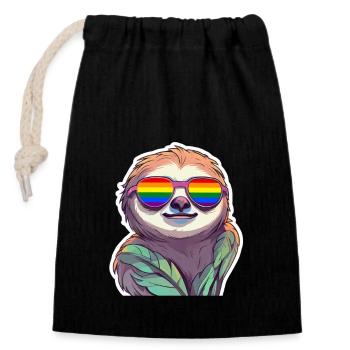 LGBTQ Faultier - Verschließbarer Geschenkbeutel aus Baumwolle (14x20cm) - Schwarz - Vorne