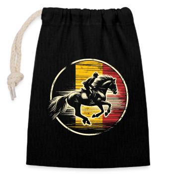 Belgian equestrian competition coach - Closable cotton gift bag (14x20cm) - black - Front