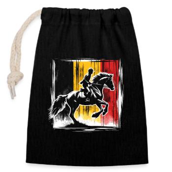 Belgian equestrian competition coach - Closable cotton gift bag (14x20cm) - black - Front