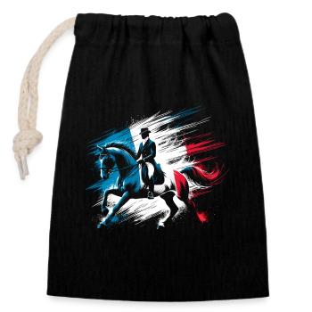 France equestrian competition coach - Closable cotton gift bag (14x20cm) - black - Front