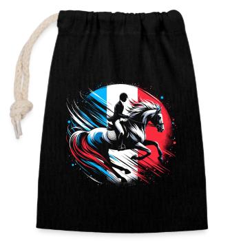 France equestrian competition coach - Closable cotton gift bag (14x20cm) - black - Front
