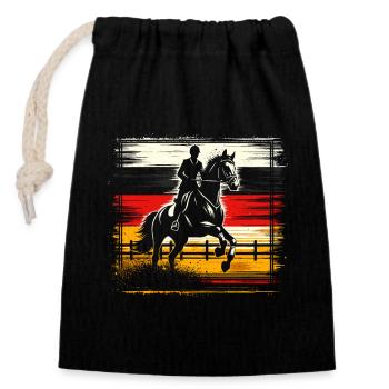 Germany Equestrian Competition Coach - Closable cotton gift bag (14x20cm) - black - Front