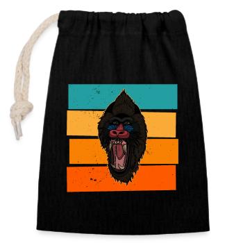 Mandrill Biologe Zoologe Tiere primat Safari - Verschließbarer Geschenkbeutel aus Baumwolle (14x20cm) - Schwarz - Vorne